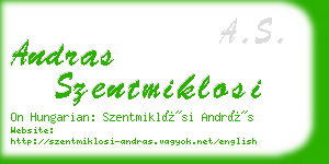 andras szentmiklosi business card